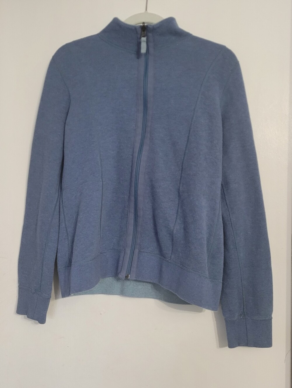 Orvis Jacket Womens Size Large Blue Full Zip Mock Neck Reversible Long Sleeve
